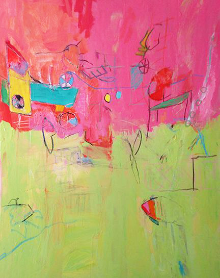Cycling along the beach  92 x 73 cm (P 25) Modern Painting